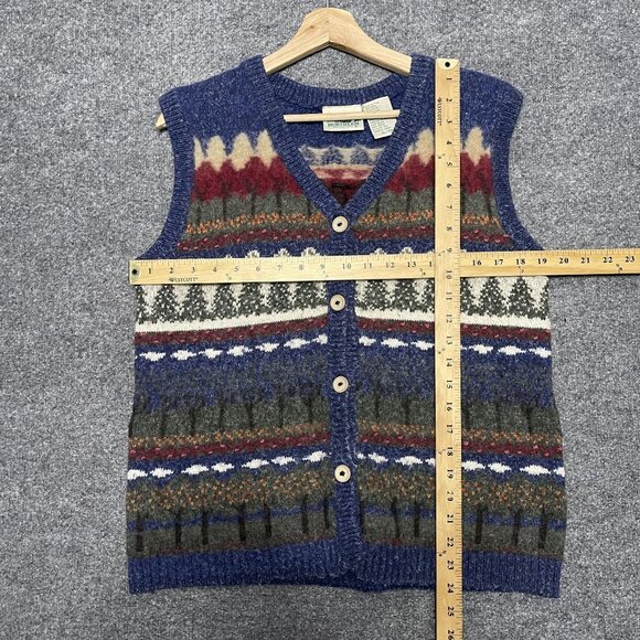 Vintage Northern Reflections Nature Pattern Button-Up Knit Cardigan Vest XL - Picture 5 of 5